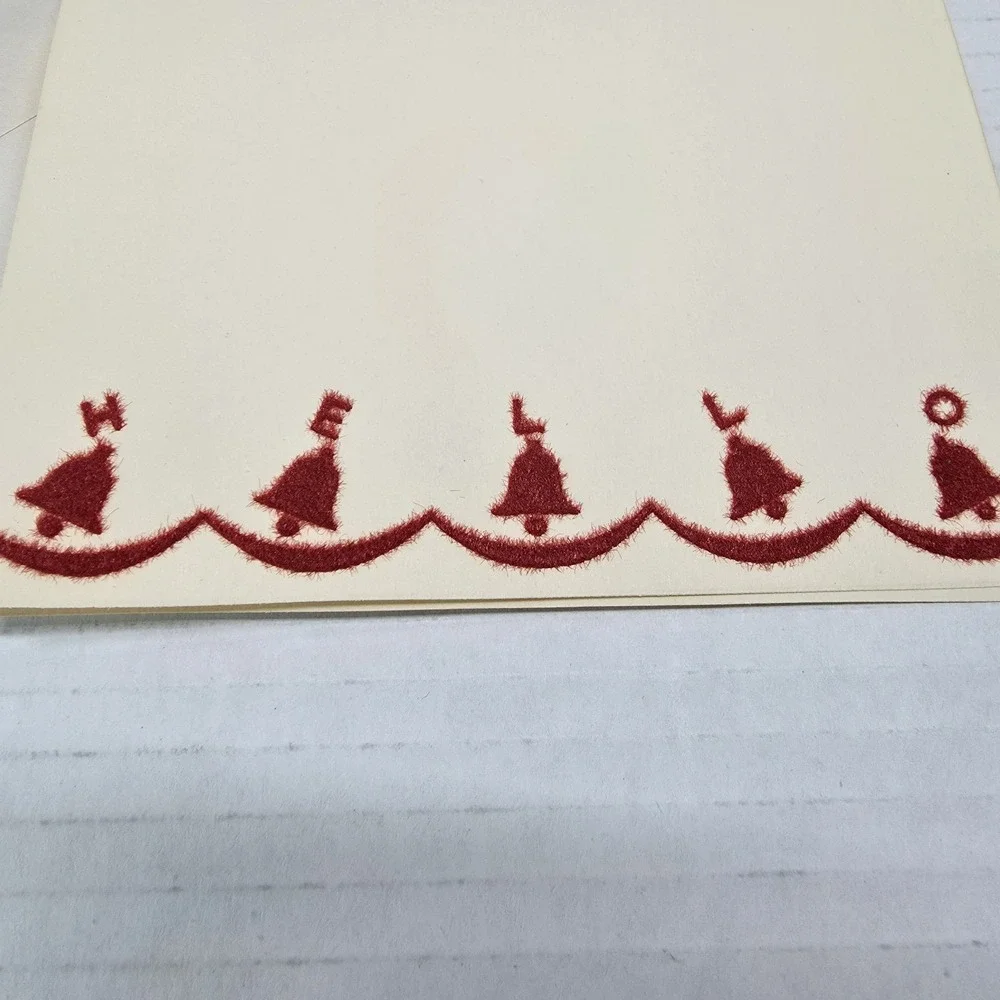 VTG 1950s Buzza Cardozo Velvetone Flocked‎ Christmas Notes Made in USA 9 Cards